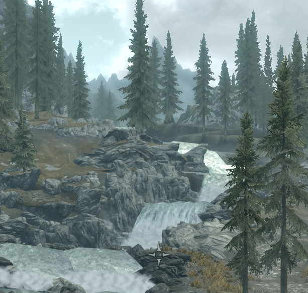 "Skyrim screenshot near Whiterun, uGridsToLoad=5"